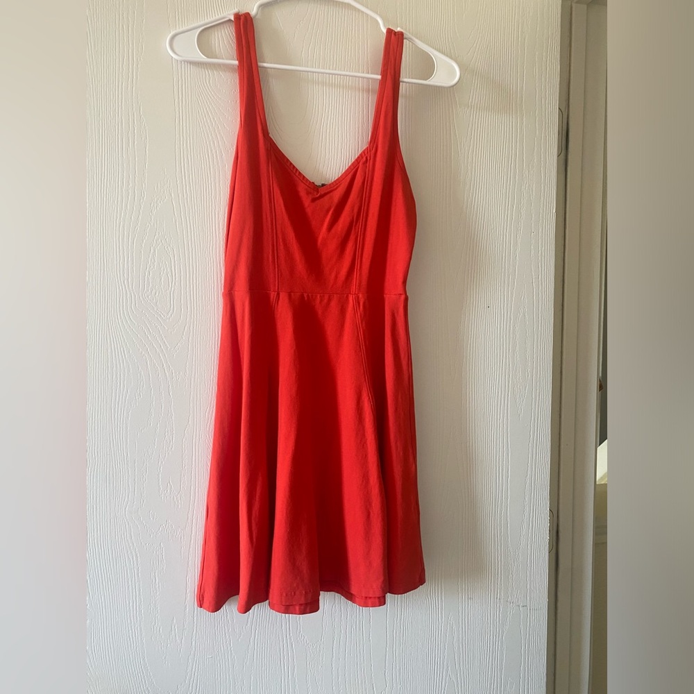 Skater Dress in bright coral red